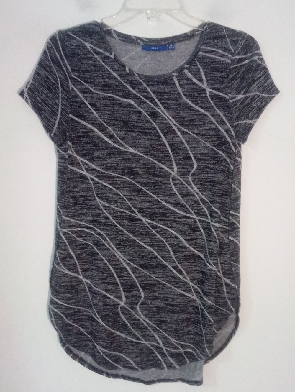 Apt 9 Charcoal Gray Short Sleeve Knit Top XS EUC Stretch